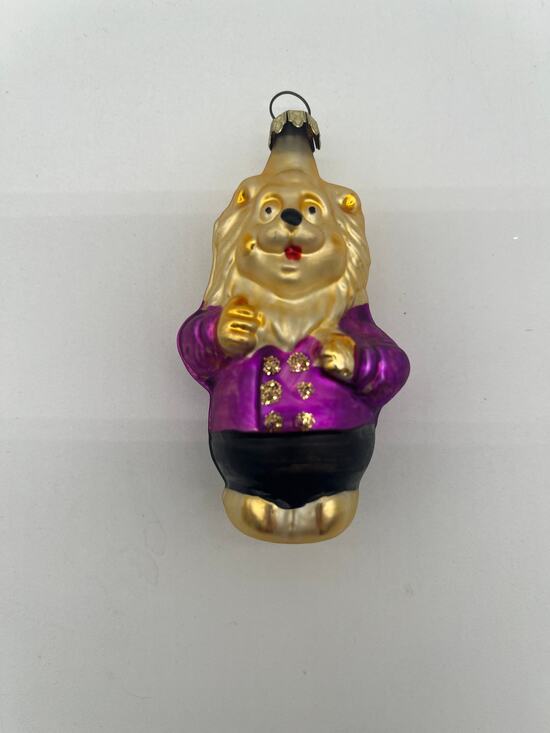 Unbranded Other - Vintage Blown Glass Lion Holiday Christmas Purple Gold Animal Ornament - 4"